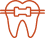 Tooth icon with braces representing orthodontic treatment for teeth alignment and bite correction