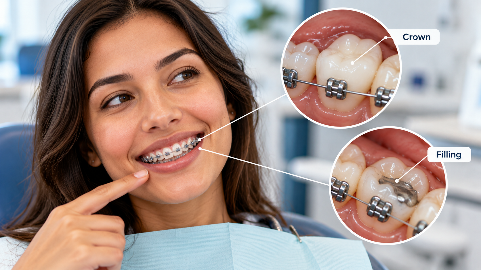 braces with crowns and fillings